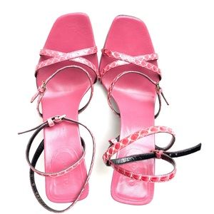 Gucci Pink Python Leather Strap Sandals